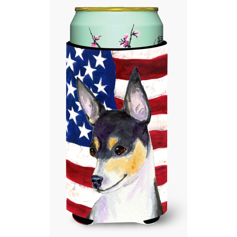 Usa American Flag With Fox Terrier Tall Boy Beverage Insulator Beverage Insulator Hugger