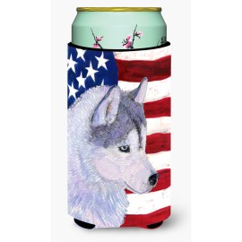 Usa American Flag With Siberian Husky Tall Boy Beverage Insulator Beverage Insulator Hugger