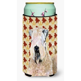 Wheaten Terrier Soft Coated Fall Leaves Portrait Tall Boy Beverage Insulator Beverage Insulator Hugger