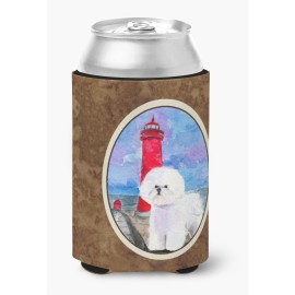 Lighthouse With Bichon Frise Can Or Bottle Beverage Insulator Hugger