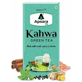 APSARA Detoxifying Kahwa Green Tea Bags - 72 pcs, Spiced Kashmiri Detoxifying Kahwa Green Tea, Natural Body Cleanse & Immunity Booster with Rock Salt, Tulsi, Cardamom, Cinnamon Tea