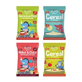 Slurrp Farm No Sugar No Salt Cereal Starter Combo | Made with Ragi, Oats, Jowar, Real Fruits, Vegetables, Dals | Healthy Food for Kids | Easy to