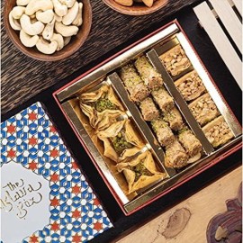 The Baklava Box Assorted Baklavas (250 gram) of Pyramid, Finger, Cashew Square Baklava Sweet with Fresh Ghee, Nuts and Honey Packed in Imperial Gift Box