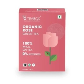Teabox Organic Rose Green Tea Loose Leaves 100 Grams | For Glowing Skin | Made with 100% Whole Leaf & Natural Rose Petals