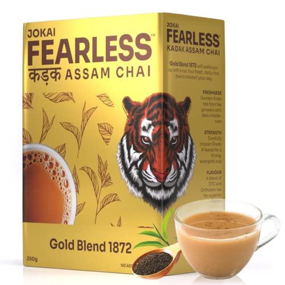 Fearless Tea Gold Blend 1872 CTC Chai, 250g | Kadak Assam Chai Patti | Premium Black Tea Powder, Darjeeling Long Leaves | Organic Taste, Strong Aroma & Natural Colour | Fresh Loose Leaf