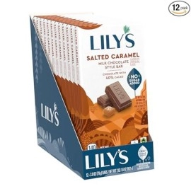 LILY'S Salted Caramel Milk Chocolate Style No Sugar Added, Sweets Bars, 2.8 oz (12 Count)