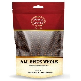 Spicy World Whole Allspice Berries 1 LB Resealable Bag All Spice Pimento Jamaica Pepper for Cooking & Seasoning Versatile Berry for Curries, Soups and even Pastries
