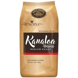 Gold Coffee Kanaloa Blend: Medium Roast Whole Bean Coffee 2lbs (Pack of 1) - Coffee Beans with Smooth, Refreshing, and Deliciously Complex with Milk Chocolate, Floral Honey, and Sweet Lemon Notes