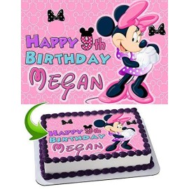 cakecery Minnie Mouse Edible cake Image Topper Personalized Birthday cake Banner 14 Sheet