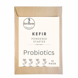 Dried Milk Kefir - Powdered Milk Kefir Starter culture - Rich in Live Active Probiotics - Perfect for Probiotic Drinks - Non gMO and gluten Free -Leche de Bulgaros - Each Individual Sachet Makes 1 liter of Rich Probiotic Kefir Milk. (12 Pack)
