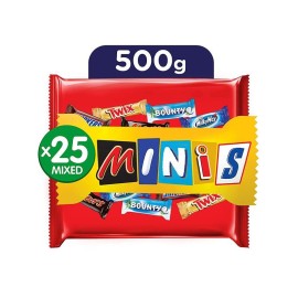 Mars Minis Assorted Chocolate Bar Pouch, 500g, Orange & White