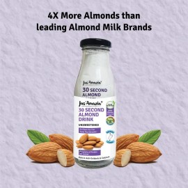 Jus' Amazin 30 Second Almond Drink - Unsweetened | 5X25g sachets, 1 sachet = 1 glass of Almond Milk | 5X more Almonds, 6g protein/glass | No Emulsifiers, Thickeners, Gums (0% Chemicals) | Keto, Vegan