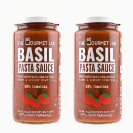 The Gourmet Jar Basil Pasta Sauce Made with Fresh, Vine-Roma & Cherry Tomatoes (Pack of 2)