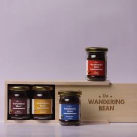 The Wandering Bean Coffee Hamper | Set of 4 Assorted Coffees (Nutty Hazelnut, Classic Cappuccino, Creamy Caramel & Choco - Orange 40g X 4 Jars) | christmas gift hamper, best gift for christmas