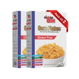 8AM Corn Flakes Gluten Free, Delicious and Nutritious Breakfast Cereals, Fat Free Crunchy and Tasty Snacks for Daily Life, Include Light and Crispy Whole Grain, Pack of 2, 600gm