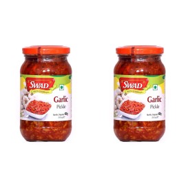 SWAD Distinctly Different Traditional and Natural Garlic Pickle / Homemade Lahsun achar / 400 GM Each (Pack of 2)