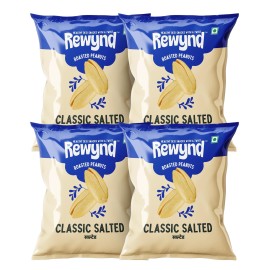 Rewynd Classic Roasted Salted Peanuts | 600gm (Pack of 4) | Crunchy and Fresh Roasted Peanuts | Healthy & Tasty