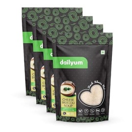 Dailyum Premium Instant Cheese Broccoli Soup | No Onion No Garlic | Pack of 4 | Ready To Eat Instant Soup |100% Natural | No MSG | Serves 4 * 4 | 50g Each | Jain
