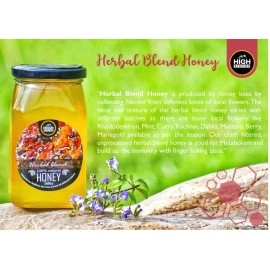 HighStation Herbal Blend Honey - 500gm | Cloth Filtered | 100% Natural | Sugar Free & No Preservative | Pure Organic Goodness | 100% Raw Honey | Natural Superfood | Sustainable