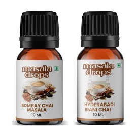 Masala Drops Combo of Bombay chai masala & Hyderabadi Chai Masala | Pure & Natural Ingredients | Authentic and Original Mumbai Cutting Chai | 1 Drop per Cup, 10 ML each