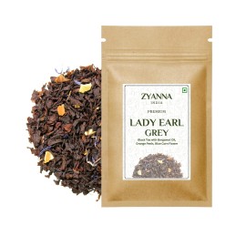 Zyanna Lady Earl Grey - Black Tea with Bergamot Oil & Orange peels for Relaxation, Classic Citrus Infusion with Delicate Aromatics (50 Cups - 100gm)