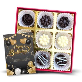 HARIBAS Happy Birthday Chocolate Box with Gift Card, Box of 9 Chocolates for All Happy Occasion, Birthday Occasion | Mother or Sister| Girlfriend | Boyfriend | Husband | Wife and Lover