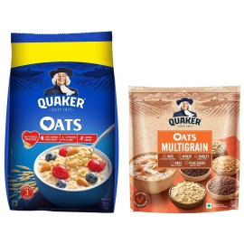 Quaker Oats Multigrain 600g, Rolled Oats Wholegrain, High Protein & Fibre for Weight Loss, Dalia Porridge & Quaker Oats, 1 kg Pouch
