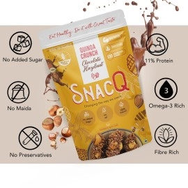 SnacQ Quinoa Crunch (Chocolate Hazelnut) | Great Tasting Healthy Dessert | No Added Sugar, Gluten Free | 150 grams (Pack of 1)