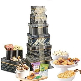 Broadway Basketeers Food Gift Basket Tower Snack Gifts For Women  Men  Families  College  Delivery For Holidays  Appreciation  Thank You  Corporate  Get Well Soon Care Package