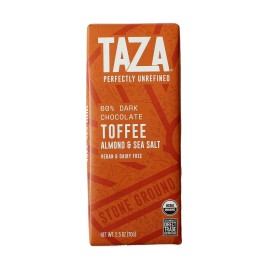 Taza Chocolate Organic Amaze Bar 60% Stone Ground, Toffee Almond Sea Salt, 2.5 Ounce (1 Count), Vegan