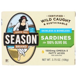 Season Skinless & Boneless Sardines In Pure Olive Oil - case Of 12 - 375 Oz(D0102H5NLAP)