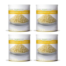 Nutristore Freeze Dried Mozzarella Cheese Shredded 4-Pack | 80 Large Servings | Premium Quality | Amazing Taste | Perfect For Camping | Survival Food