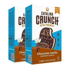 Catalina Crunch Chocolate Vanilla Keto Sandwich Cookies 2 Pack | Keto Snacks | Low Carb  Low Sugar | Vegan Cookies  Plant Protein Cookies | Keto Friendly  Keto Dessert