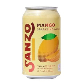 Sanzo Flavored Sparkling Water - Mango (Alphonso)  12-Pack - Carbonated Drink Made With Real Fruit & Sugar-Free - Non-Gmo  Gluten-Free & Vegan - 12 Fl Oz Cans - Radiant Orange  Sweeter & Less Fibrous