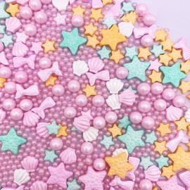 Pink Beach Mermaid Sprinkles Sea Shell Star Sprinkles Cake Decorations Cupcake Toppers 3.5oz