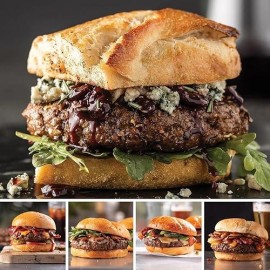 Omaha Steaks Favorites Pureground Burger Flight (4X Pureground Filet Mignon Burgers  4X Pureground Sirloin Burgers  4X Pureground Delmonico Ribeye Burgers  4X Pureground New York Strip Burgers  4X Pureground Brisket Burgers)