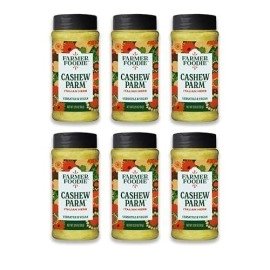 Farmer Foodie | Italian Herb | Vegan Dairy-Free Cashew Parmesan Cheese Alternative | Grated | Gluten-Free | Six-Pack | 6 X 3.2 Oz Jar With Pour & Sprinkle Cap | 1.2 Lbs Total