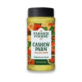 Farmer Foodie | Italian Herb | Vegan Dairy-Free Cashew Parmesan Cheese Alternative | Grated | Gluten-Free | 3.5 Oz Jar With Pour & Sprinkle Cap