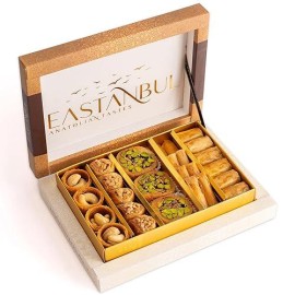 Eastanbul Baklava 8.8Oz  Baklava Gift Box  Baklava Pastry  Middle Eastern Sweets Gift Box  Premium Gourmet Desserts  Baklava Pistachio & Cashew Rich Arabic & Turkish Baklava